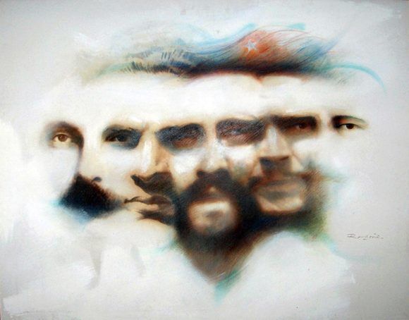 Pintura realizada por Ernesto Rancaño para el VIII Congreso de la UJC, celebrado en Ciudad de La Habana del 2 al 5 de diciembre de 2004 y que fuera obsequiada por el pintor al Comandante en Jefe. Autor: Ernesto Rancaño.