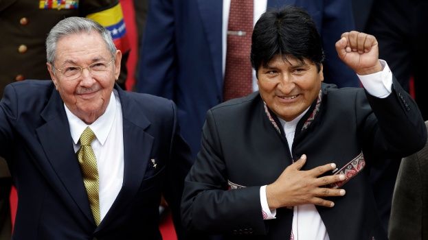 Presidente cubano Raúl Castro y boliviano, Evo Morales