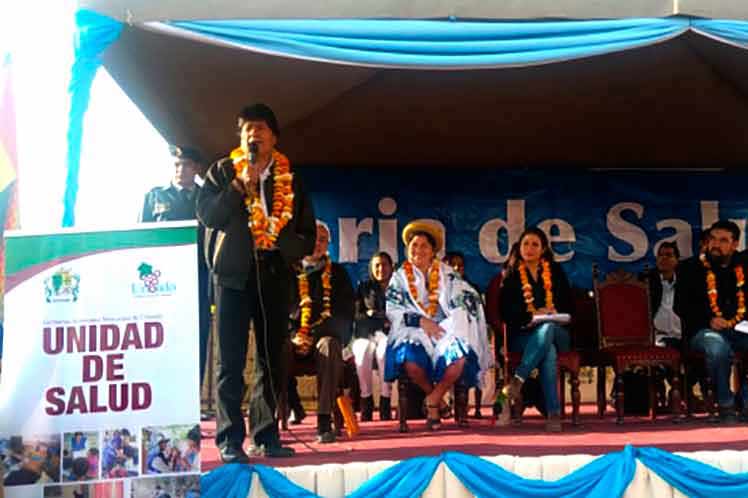 Evo Morales en la inauguración de la  Feria de Salud
