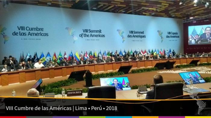 sesión plenaria de la VIII Cumbre de las Américas, de Lima, Perú