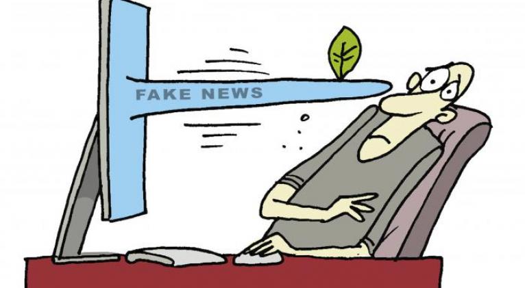 Caricatura alegórica a la fake news