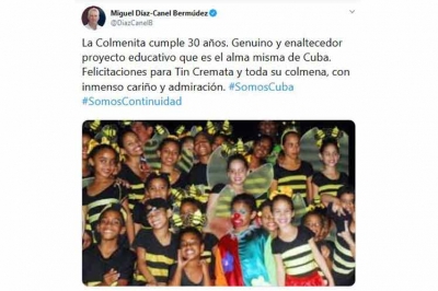 Presidente de Cuba felicita a proyecto cultural La Colmenita 