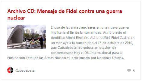 Archivo CD: Mensaje de Fidel contra una guerra nuclear 
