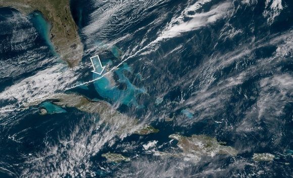Imagen del satélite sobre un frente frío atravesando Cuba.