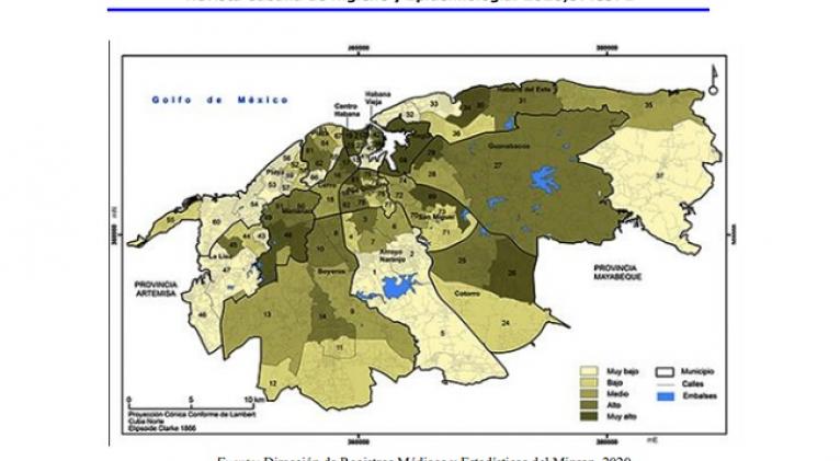 Mapa sobre áreas más vulnerables de La Habana para Covid19