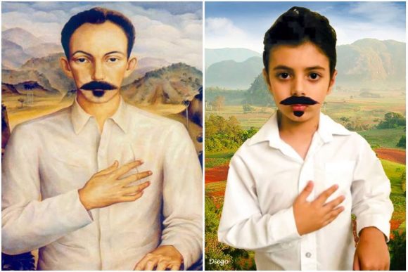Niños imitan pinturas cubanas. Foto: Facebook/Joanna Pomes.