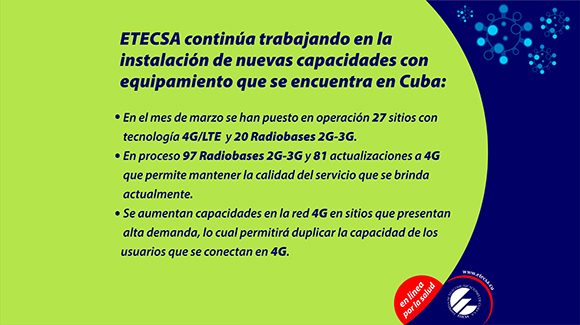 Imagen: Ministerio de las Comunicaciones/ETECSA. Imagen: Ministerio de las Comunicaciones/ETECSA.