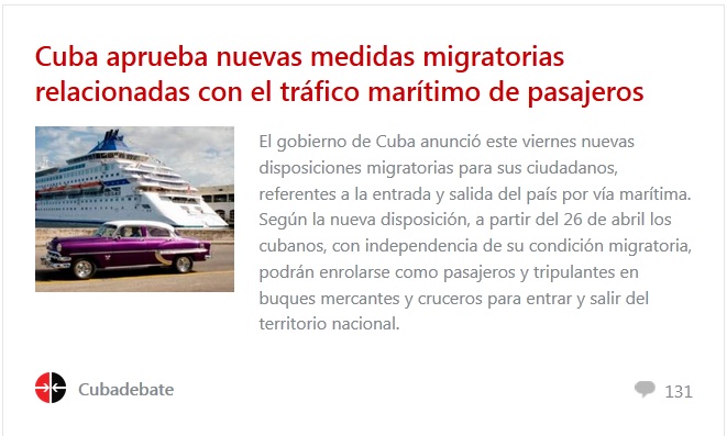 Cuba aprueba nuevas medidas migratorias relacionadas con el tráfico marítimo de pasajeros 