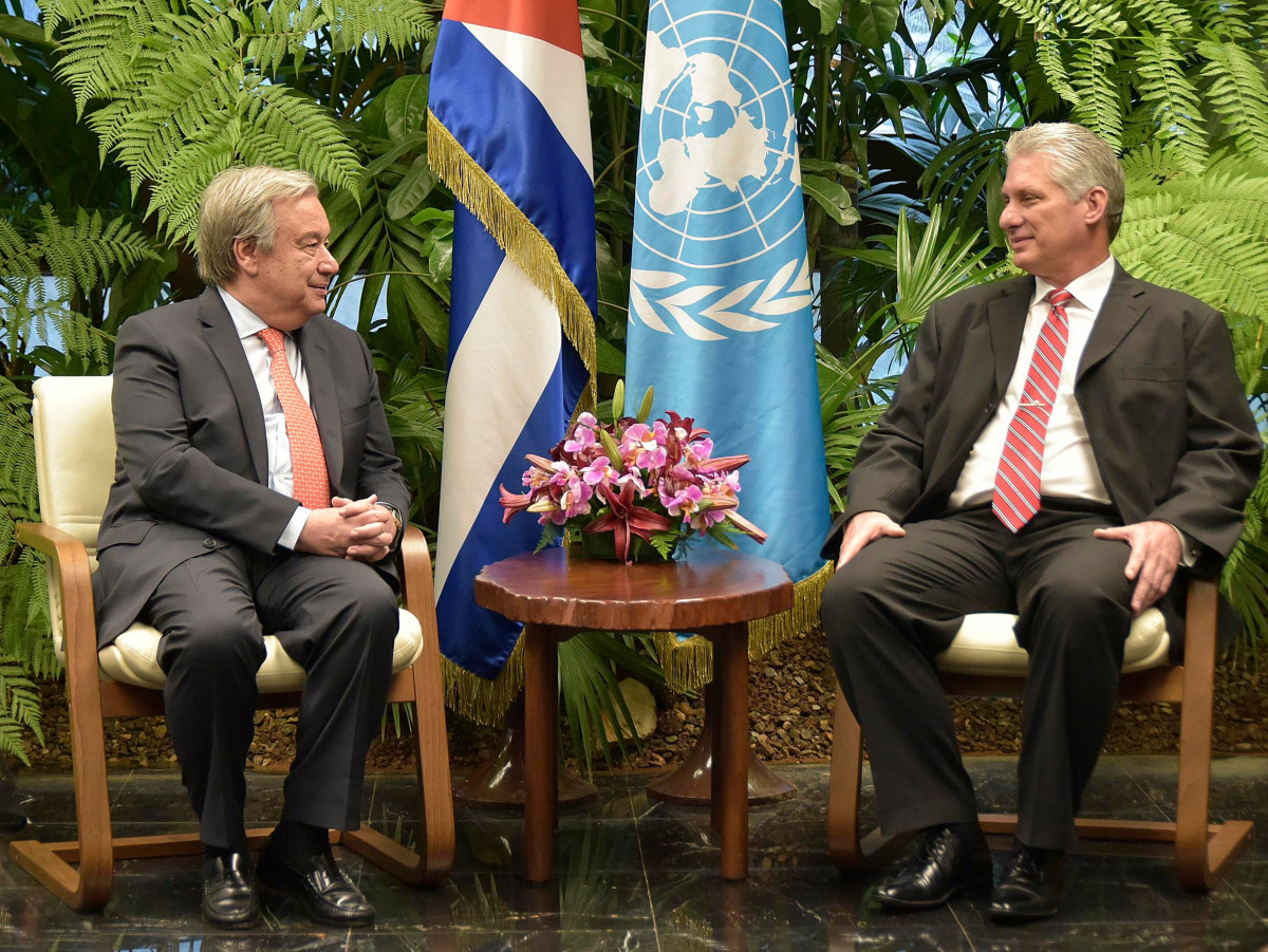 Miguel Díaz-Canel recibe al Secretario General de la ONU