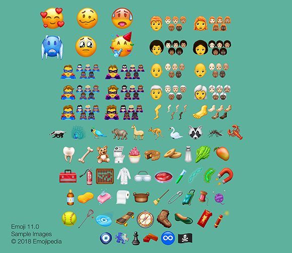 Estos son los 77 nuevos meojis más sus variaciones según el color de la piel. Imagen: Emojipedia. Estos son los 77 nuevos meojis más sus variaciones según el color de la piel. Imagen: Emojipedia.