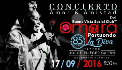 Cartel del concierto de Omara Portuondo en Bogotá 