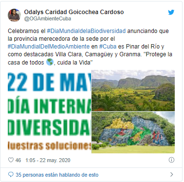 mensaje de twitter de Odalys Caridad Goicochea