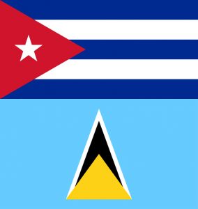 Banderas de Cuba y Santa Lucia