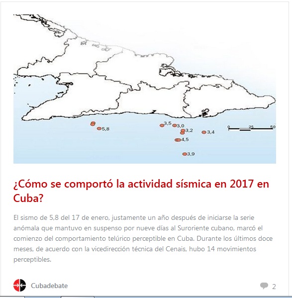 Comportamiento sísmico en Cuba