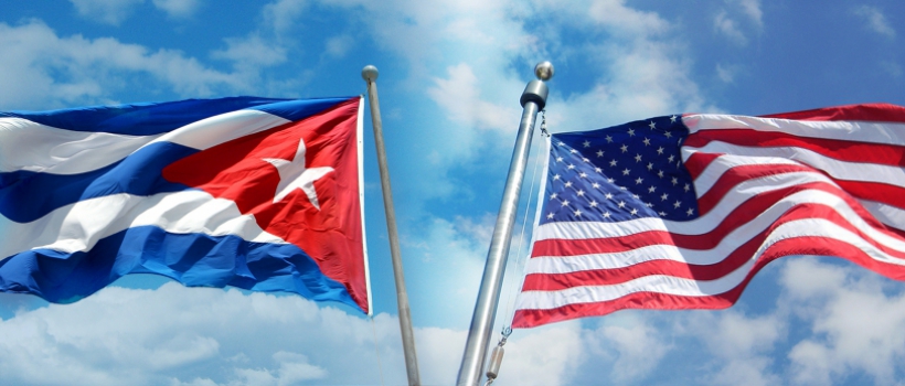 Banderas de Cuba y Estados Unidos