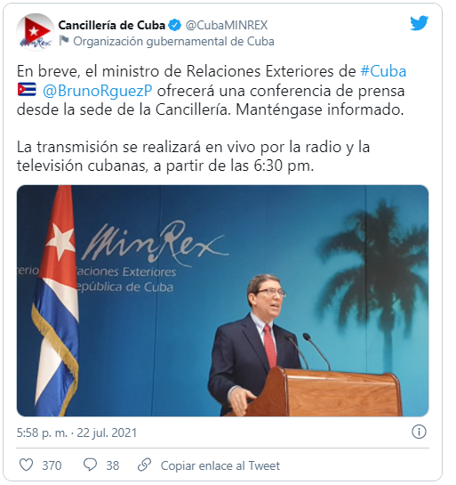 En vivo: Cuba responde a recientes declaraciones y medidas injerencistas desde EE. UU.