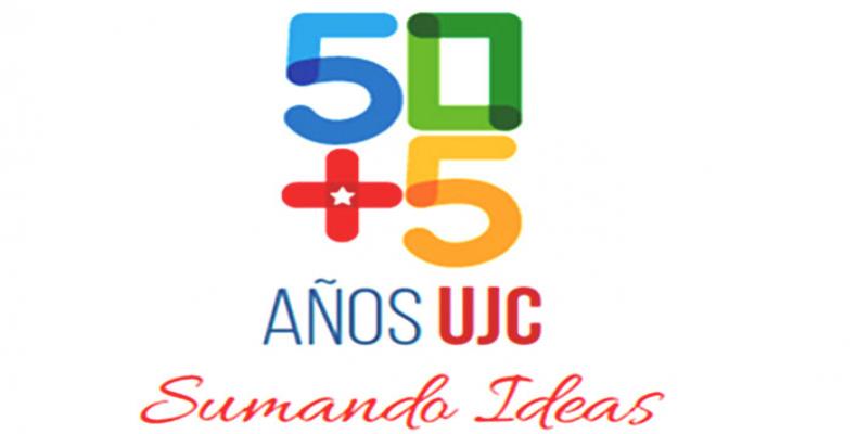 Logo alegórico al cumpleaños 55 de la Unión de Jóvenes Comunistas (UJC) y el 56 de la Organización de Pioneros "José Martí"