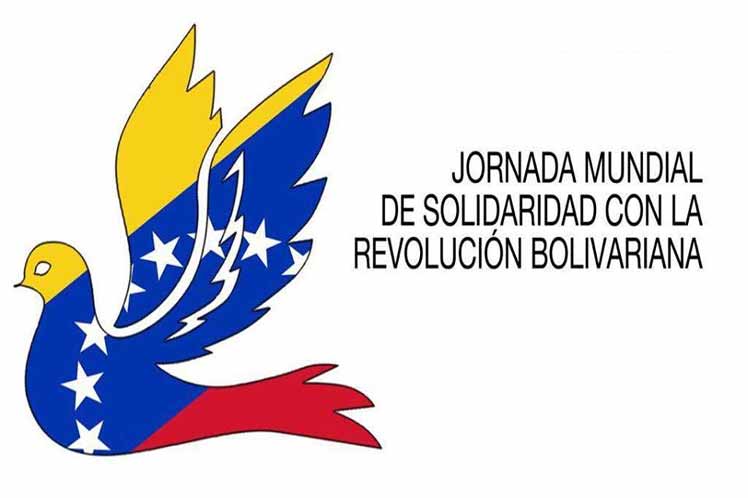 Banner alegórico a  la Jornada Mundial de Solidaridad con la Revolución bolivariana