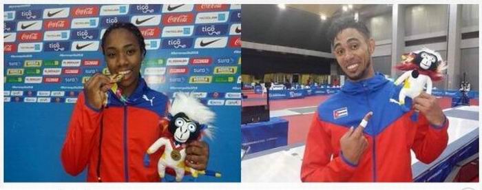 Leidis Veranes, medalla de oro en el sable y Michel Carty, campeón del florete en los XXIII Juegos Centroamericanos y del Caribe, Barranquilla 2018