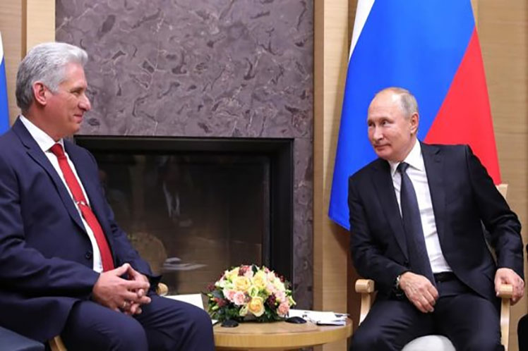 presidente de Cuba, Miguel Díaz-Canel, y su homólogo de Rusia, Vladimir Putin